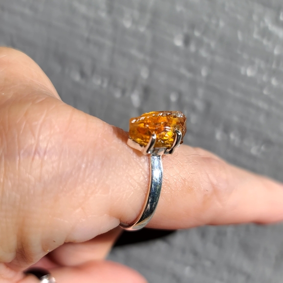Raw 4k Citrine gemstone sterling silver sz10 - Picture 6 of 7